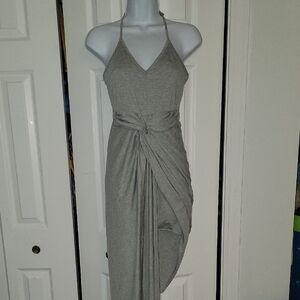 Chic Asymmetrical Gray Halter Dress